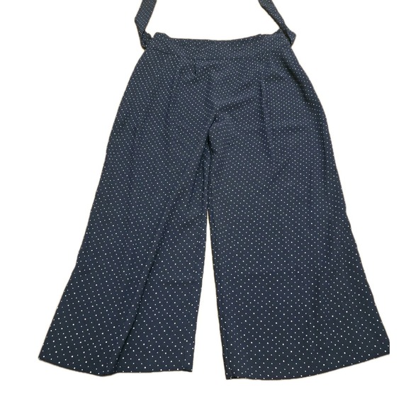 Whistles Wide Leg Crop Pants Polka‎ Dot Tie Waist Blue Size 6 - Picture 1 of 7